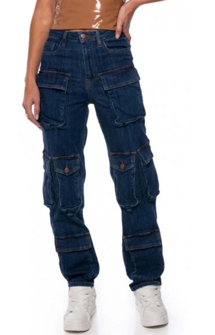 Akira Aggie High Rise Denim Cargo Pants Baggie Goth Punk Grunge Streetwear 6/7